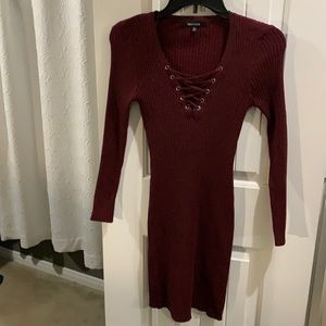 Burgundy long sleeve maxi dress